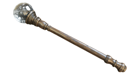 Crystal Orb Staff: An elegant, antique-style staff with a clear crystal orb and bronze-toned shaft. Perfect for fantasy, historical, or magical themed projects.