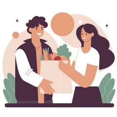 Happy Couple Shopping for Groceries