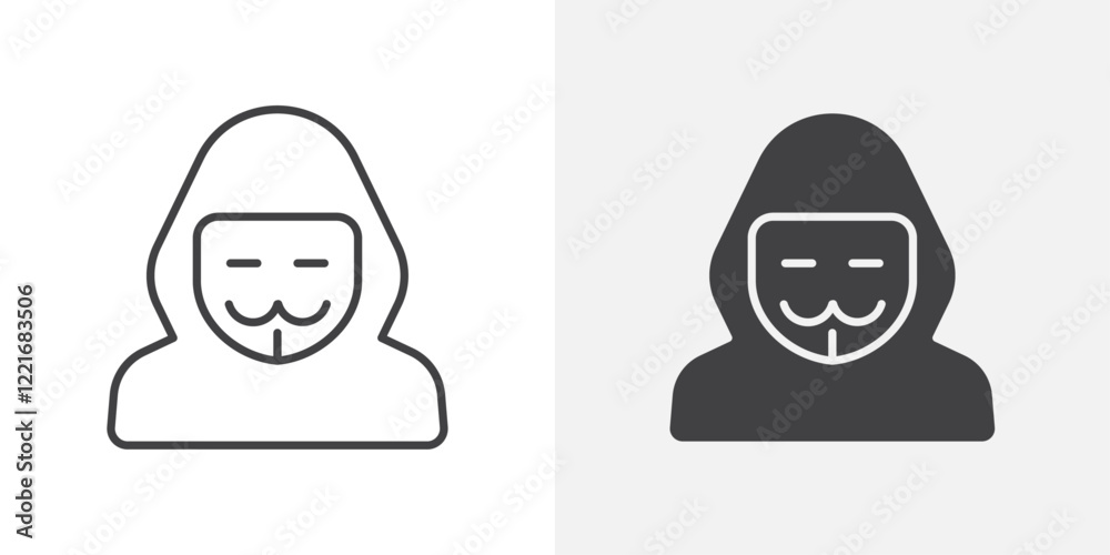 Poster hacker icon outline vector sign
