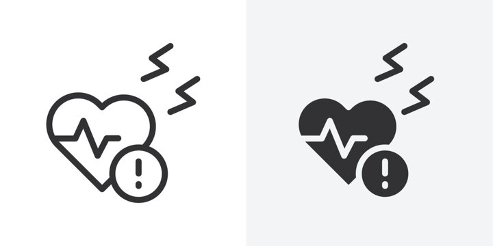 Heart attack icon Outline vector sign