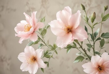 Delicate watercolor blooms on a neutral background, floral, pastel