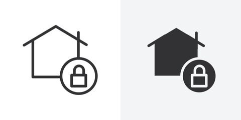 Home security icon Outline vector sign