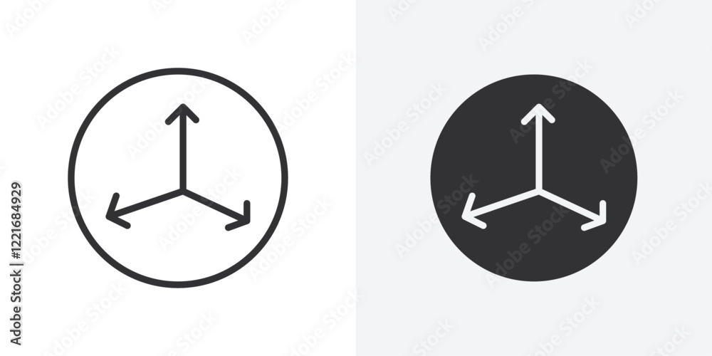 Poster 3 arrow way icon outline vector sign