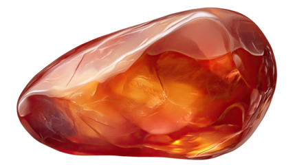 Carnelian Gemstone: A vibrant carnelian gemstone, displaying rich, warm tones of red, orange, and yellow, with a smooth, polished surface, capturing the natural beauty of this semi-precious stone. 