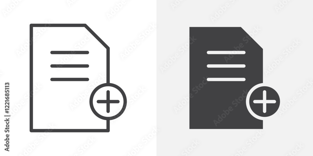 Aufkleber add document icon outline vector sign