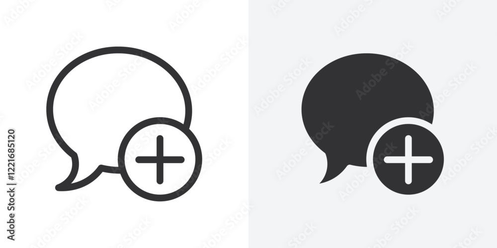 Poster add chat icon outline vector sign
