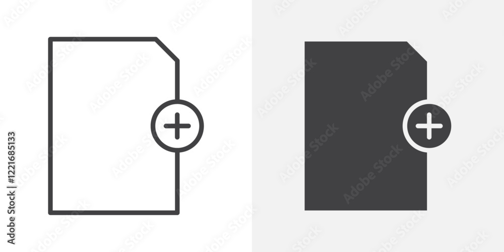Poster Add document icon Outline vector sign