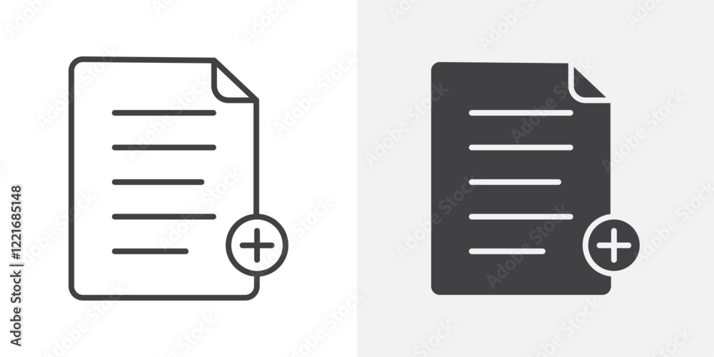 Poster add document icon outline vector sign