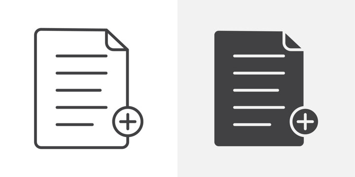 Add document icon Outline vector sign