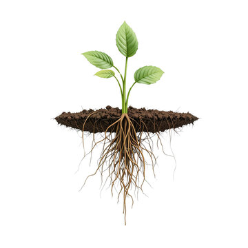 Young Plant Showing Extensive Root System Development Isolated on Transparent Background