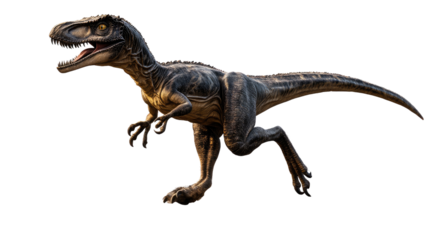 Powerful Baryonyx Dinosaur: A dynamic pose of a Baryonyx dinosaur, showcasing its powerful build, sharp claws, and intense gaze.
