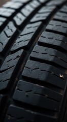 A close up of a tire with a lot of tread marks on it