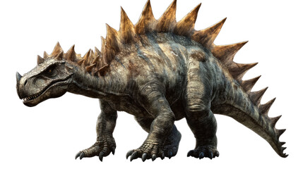 Fototapeta premium Stegosaurus Digital Render: A detailed digital rendering of a Stegosaurus, showcasing its iconic plates and powerful build. The dinosaur is depicted in a dynamic pose.
