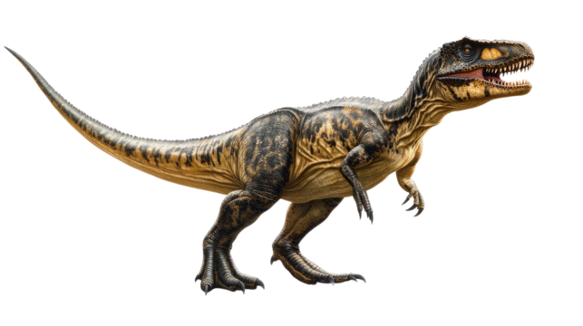 Majestic Giganotosaurus: A digitally rendered Giganotosaurus, a massive theropod dinosaur, stands powerfully, showcasing intricate details in its scales and musculature.