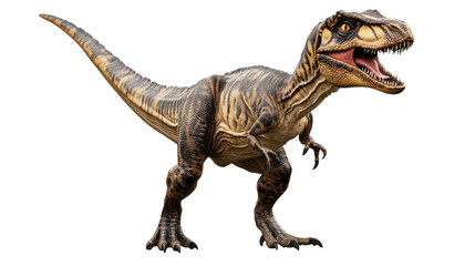Fototapeta premium Tyrannosaurus Rex: A fearsome Tyrannosaurus Rex dinosaur, with powerful jaws, sharp teeth and menacing claws, ready to hunt in prehistoric times. 
