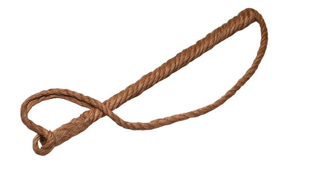 Leather Whip: Close-up view of a meticulously crafted leather whip, its braided strands showcasing its rugged texture and intricate detail. The whip's coiled form adds a sense of power and control.