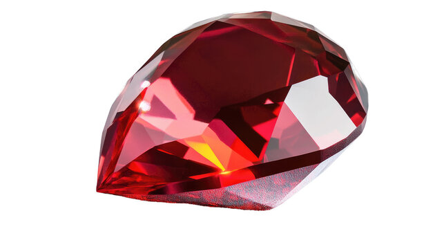 Crimson Jewel: A vibrant, pear-shaped ruby gemstone with brilliant facets, exhibiting intense red color and captivating light reflections.  