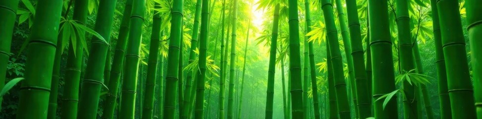 Lush collection of bamboo shoots and leaves, bamboo, forest