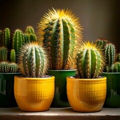 cacti in ceramic pots, Generated image
