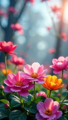 Fototapeta premium Colorful flowers blooming in spring, flowers, spring