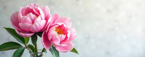 Obraz premium Delicate watercolor peonies blooming in a vase, flowers, bouquet, watercolor flowers