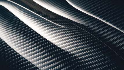 Close-up of sleek carbon fiber surface showcasing its intricate weave and glossy finish, evoking a sense of modern technology and innovation.