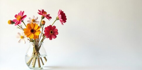 Dried flowers in glass vase on white background, flowers, nature