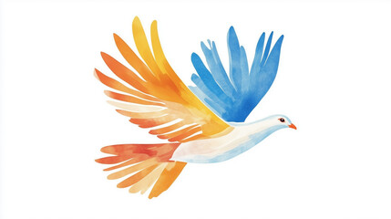 Obraz premium Dove in flight, against a white background