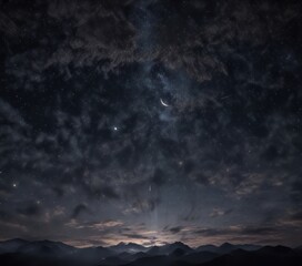 Obraz premium starry night sky with twinkling stars on dark background , starlight, celestial photography
