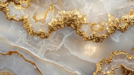 Gold-Accented Grey and White Onyx Stone Texture