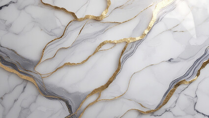 Fototapeta premium Luxury White Marble Texture with Golden Veins. Elegant background for design, wallpaper, or presentation.