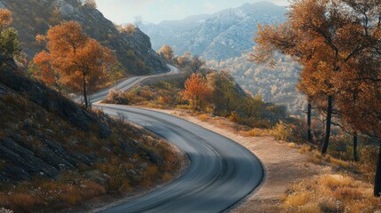 pemandangan jalan yang indah yang berada di pinggir gunung