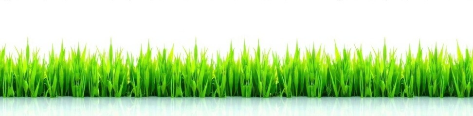 Obraz premium green grass strip isolated on white, vector, white background, bright green
