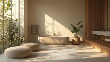 Serene Minimalist Bathroom Interior Design with Natural Light