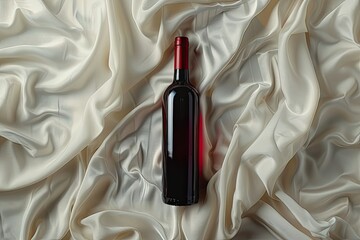 Ultra Quality Image of a Bottle of Red Wine on a White Cloth