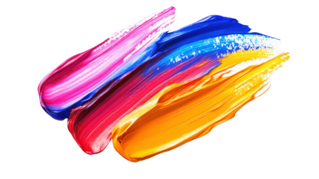 Colorful watercolor brush stroke on transparent background