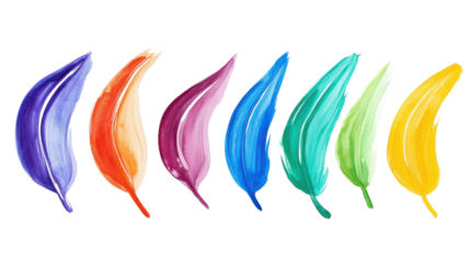Colorful watercolor brush stroke on transparent background