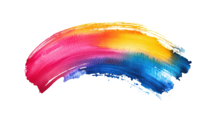 Colorful watercolor brush stroke on transparent background