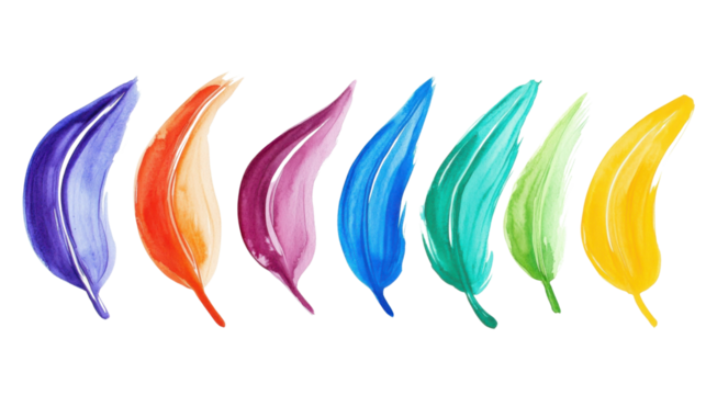 Colorful watercolor brush stroke on transparent background