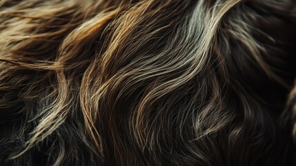 Naklejka premium Close-up of fur texture, brown and black, showing animal detail for allergy concept