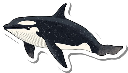 Orca Whale Sticker Aquatic Mammal Illustration