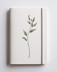 Clean white notebook with hand painted watercolor botanical painting on cover perfect for journaling or gifts