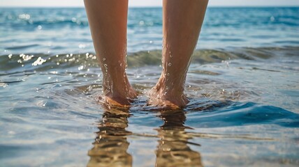 Foot in the Clean Sea Water Photo