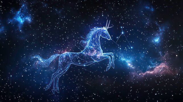Sagittarius the archer centaur constellation in cosmic space with starry background