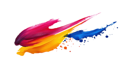 Colorful watercolor brush stroke on transparent background