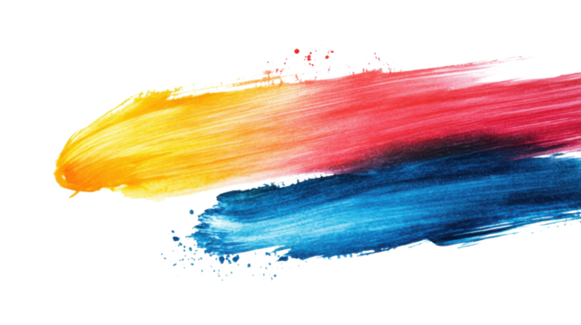 Colorful watercolor brush stroke on transparent background