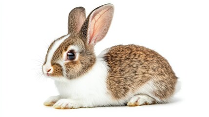 Obraz premium Cute brown and white rabbit isolated on a white background