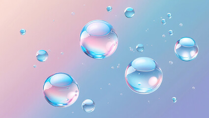 Obraz premium Abstract background with iridescent floating bubbles. Perfect for beauty, skincare, or technology concepts.