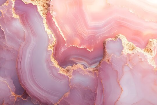 Pink Agate Slab with Gold Veining