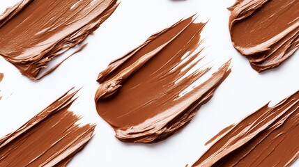 Smears of brown lipstick forming a pattern on white background